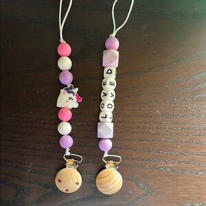 Cute Pink and Purple Pacifier Clips